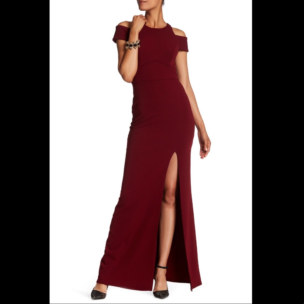 NWT Merlot Cold Off the Shoulder Long Dress Gown